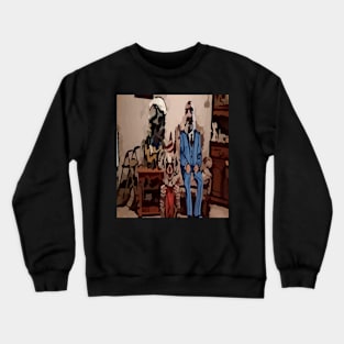 watercolor man with clown and zombie Crewneck Sweatshirt